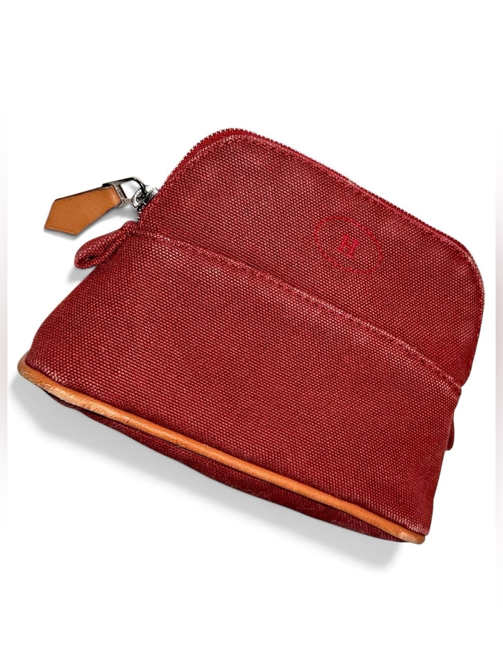 Hermès AUTHENTIC Red Mini Small Bolide H Cosmetic Case Makeup Bag Pouch